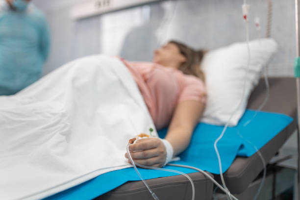 Pregnant woman in the hospital stock photo