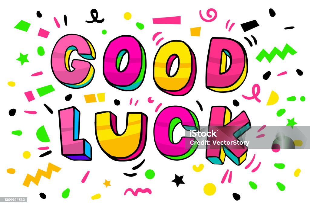 Good Luck Lettering In Pop Art Style Colorful Letter On White Background  Stock Illustration - Download Image Now - iStock