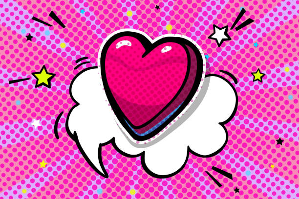 ilustraciones, imágenes clip art, dibujos animados e iconos de stock de corazón en estilo pop art. concepto de amor. - valentines day heart shape backgrounds star shape