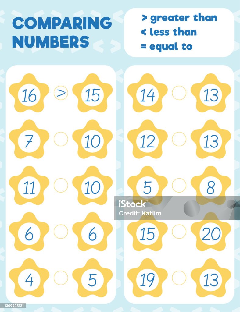 Comparing Numbers Accouting Comparing Numbers Worksheet Stock Illustration - Download Image Now ...