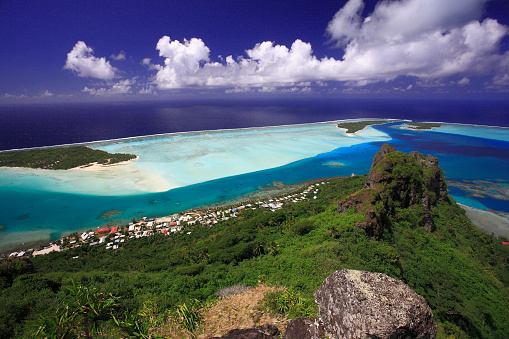 Resort on a white sand beach and turquoise sea