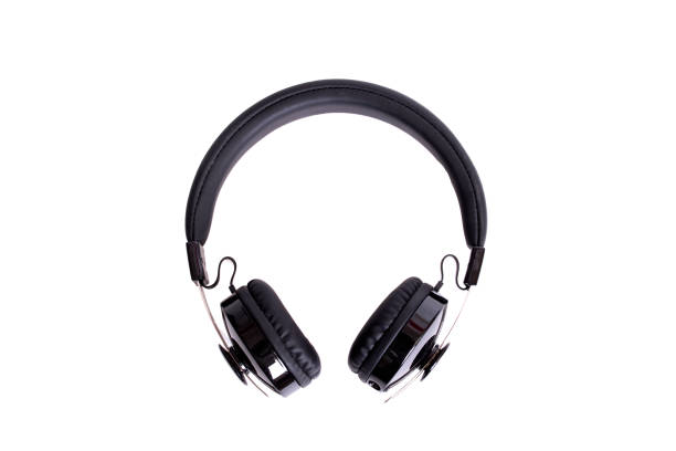 istock Black big headphones isolated on white background 1309908032