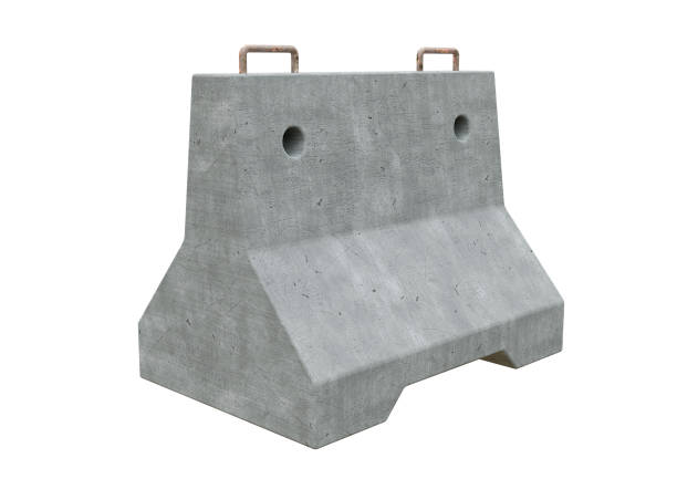 istock Single concrete barrier traffic isolated on white background 1309910574
