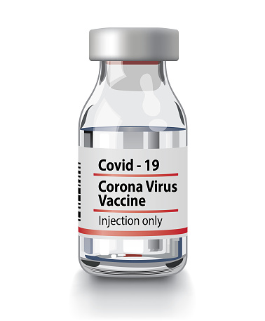 Covid Vaccine Bottle on white background