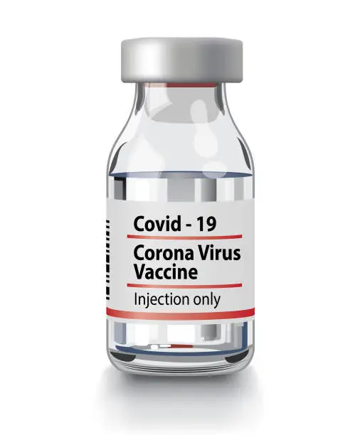 Vector illustration of Covid Vaccine Bottle on white background