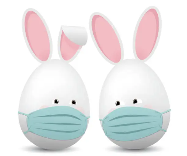 Vector illustration of Egg shaped easter rabbits