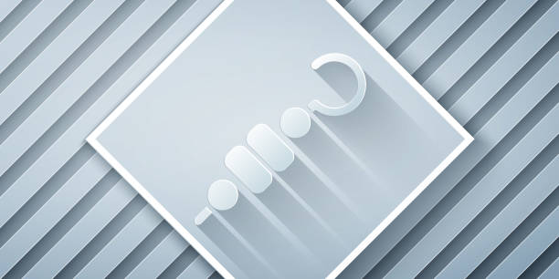 istock Paper cut Grilled shish kebab on skewer stick icon isolated on grey background. Meat kebab on skewer stick. Picnic with grilled meat. Paper art style. Vector 1309914546