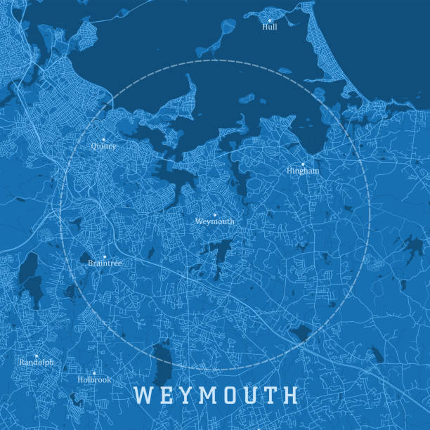 weymouth ma city vektor road map blauer text - braintree massachusetts stock-grafiken, -clipart, -cartoons und -symbole