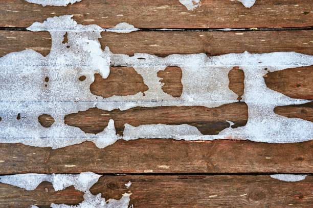 textura abstracta de tablas de madera con superficie de hielo - seam horizontal full frame outdoors fotografías e imágenes de stock