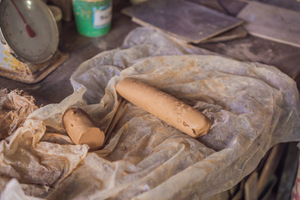Close up of brown pottery clay for modeling