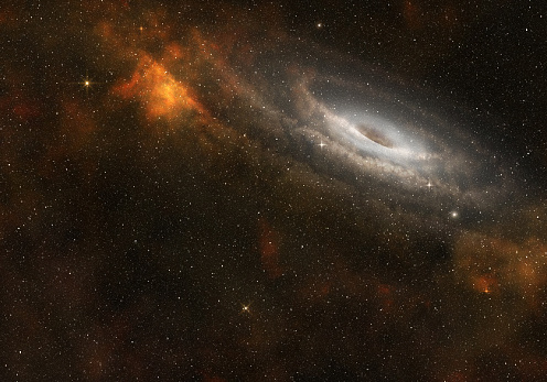 Black hole at the center of a spiral galaxy.
