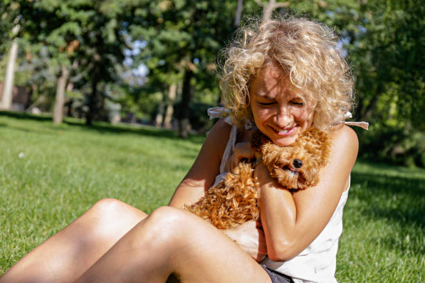 istock Happy woman with her dog 1309926282