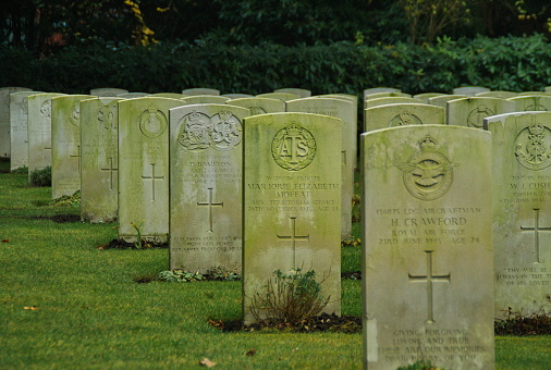 British war graves in Hamburg in rows