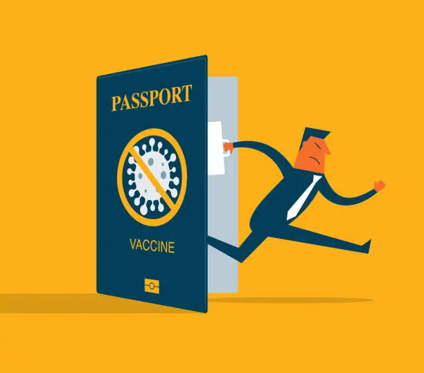 Vector illustration of Businessman - vaccine passport