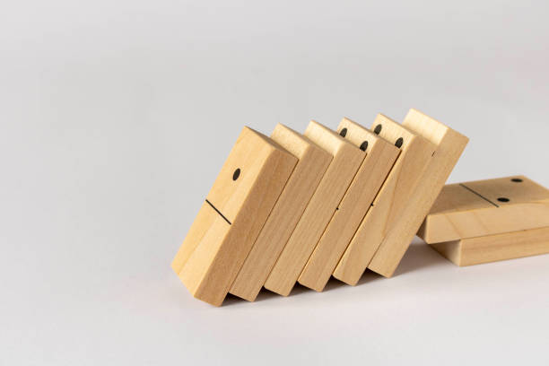istock A game of dominoes on a light background. Close-up. Selective focus. 1309940605