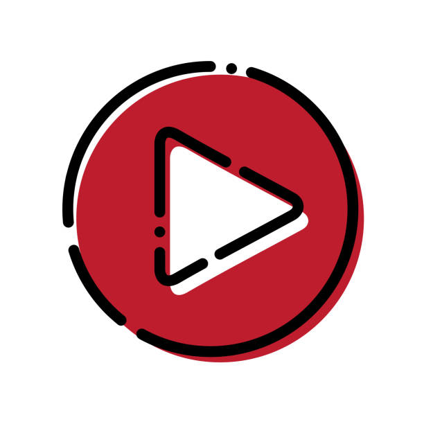 赤再生ボタン のベクター アイコン (アウトライン スタイル) - youtube点のイラスト素材／クリップアート素材／マンガ素材／アイコン素材