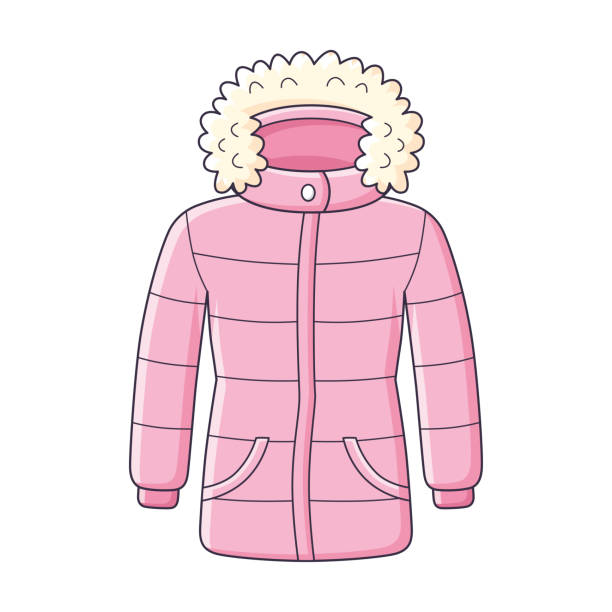 Pink winter jacket Pink winter parka jacket isolated vector winter coat stock illustrations