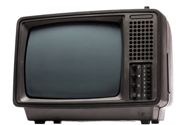 istock Retro old portable TV set isolated on white 1309942014