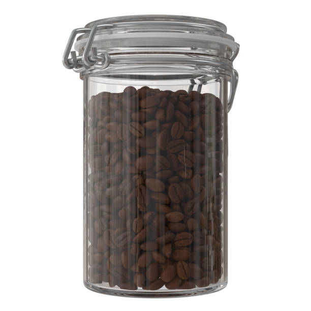 istock Roasted coffee beans in a glass jar 1309942198