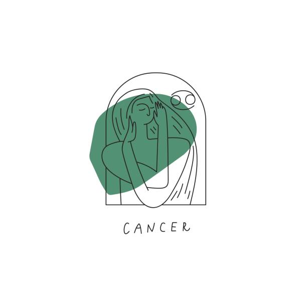 Vector illustration Cancer zodiac sign icon. Stylized woman drawn with lines Cancer zodiac sign icon. Stylized woman drawn with lines. Vector illustration cancer astrology sign stock illustrations