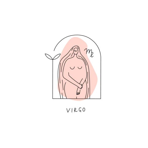 Vector Virgo zodiac sign icon. Stylized woman drawn with lines Virgo zodiac sign icon. Stylized woman drawn with lines. Vector illustration virgo stock illustrations