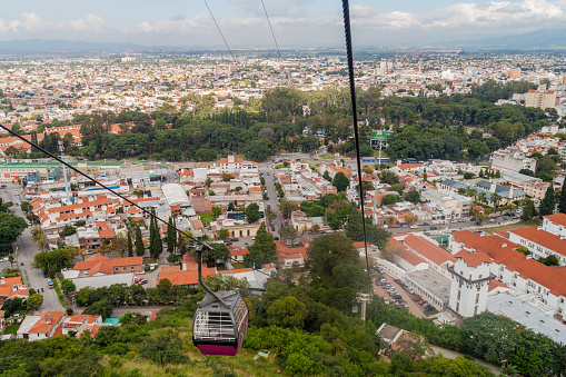 SALTA, ARGENTINA - APRIL 9, 2015: Aerial view of Salta from Teleferico (cable car), Argentina