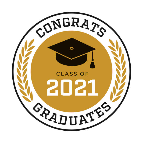 klasse von 2021, congrats graduates label. - schul oder uniabschluss stock-grafiken, -clipart, -cartoons und -symbole
