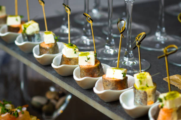 Catering service. Table with snacks food at event. High quality photo