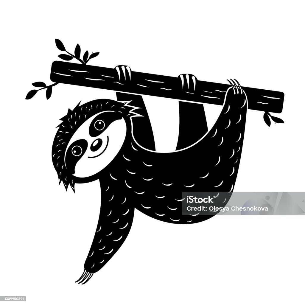 Sloth Layed Out Sloth Lying On A Tree Vector Isolated Illustration Stock Illustration ...