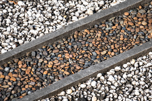 istock Ground of stacked gravel rock surface. 1309951289