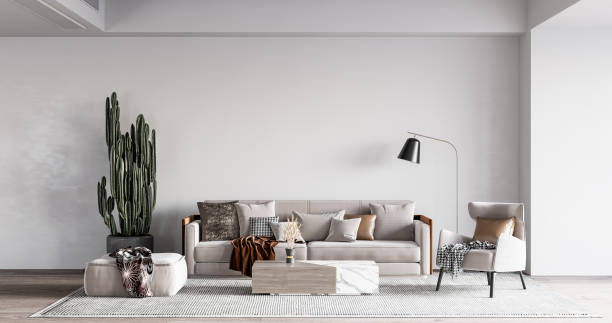 istock Interior Living Room Wall Mockup 1309954038