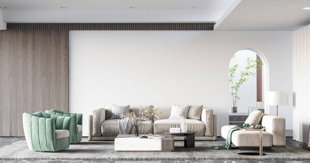 istock Interior Living Room Wall Mockup 1309954084