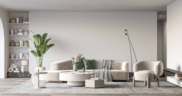 istock Interior Living Room Wall Mockup 1309954675