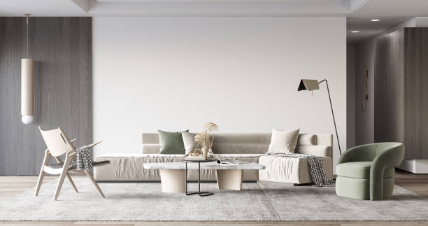 istock Interior Living Room Wall Mockup 1309954774