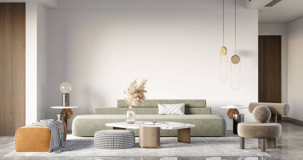 istock Interior Living Room Wall Mockup 1309954827