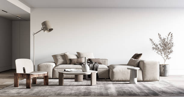 istock Interior Living Room Wall Mockup 1309954831