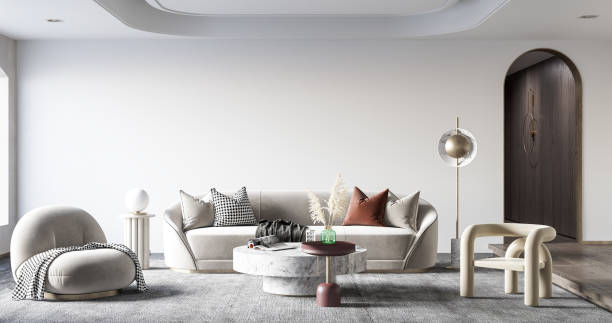 istock Interior Living Room Wall Mockup 1309954866