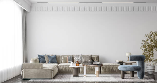 istock Interior Living Room Wall Mockup 1309954958