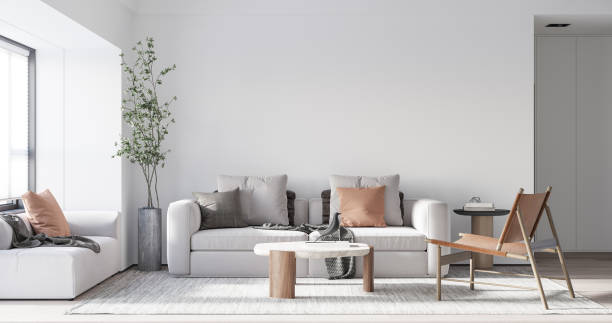 istock Interior Living Room Wall Mockup 1309955046