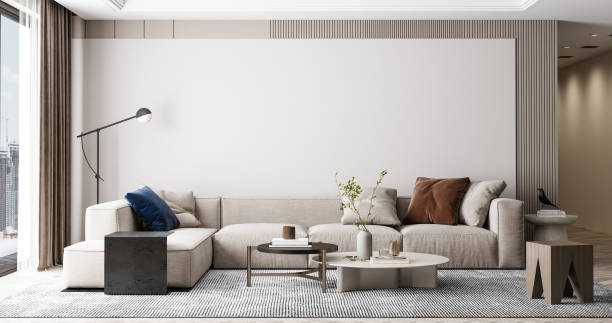 istock Interior Living Room Wall Mockup 1309955087