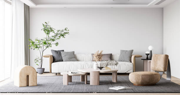 istock Interior Living Room Wall Mockup 1309955146