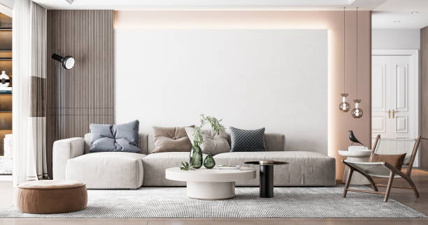 istock Interior Living Room Wall Mockup 1309955170