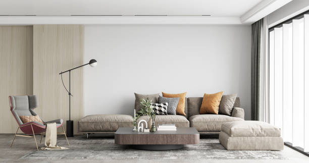 istock Interior Living Room Wall Mockup 1309955204