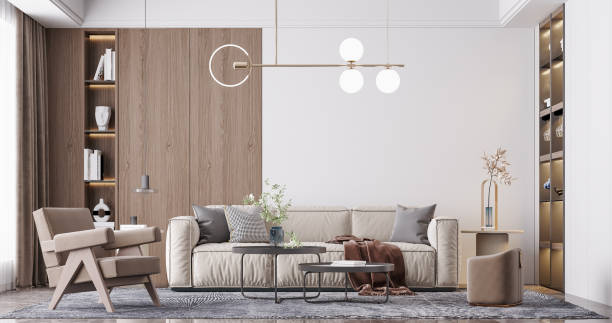 istock Interior Living Room Wall Mockup 1309955230