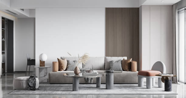 istock Interior Living Room Wall Mockup 1309955256