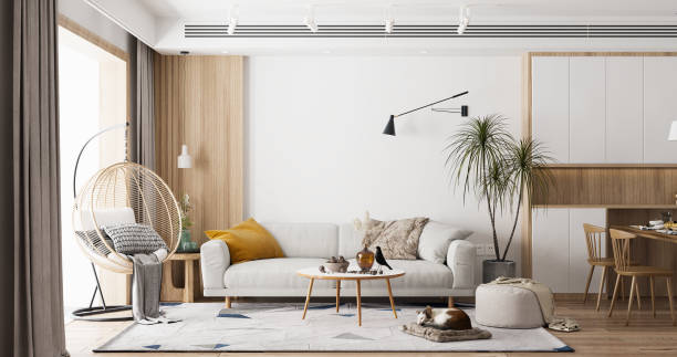 istock Interior Living Room Wall Mockup 1309955339