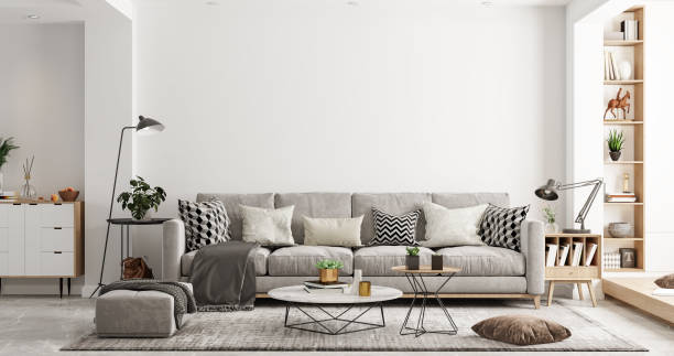 istock Interior Living Room Wall Mockup 1309955348