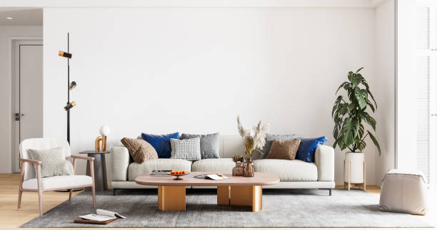 istock Interior Living Room Wall Mockup 1309955475