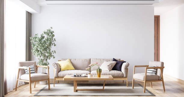 istock Interior Living Room Wall Mockup 1309955476
