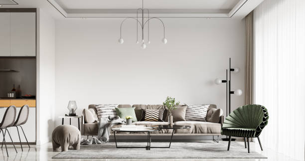 istock Interior Living Room Wall Mockup 1309955483